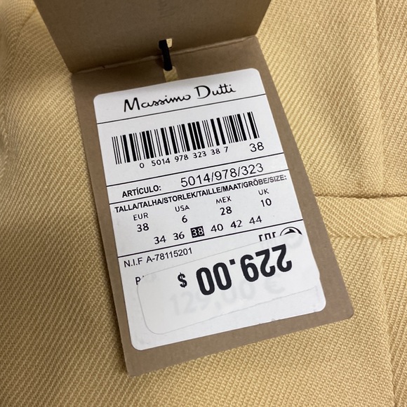 New Massimo Dutti Wool Suit Trouser Pants With Central Seam Tan Cream - Picture 12 of 13